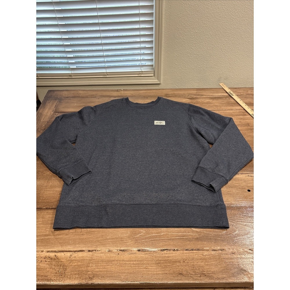Eddie Bauer Sweatshirt Mens Large Blue Fleece Crew Neck Long Sleeve Logo Casual
